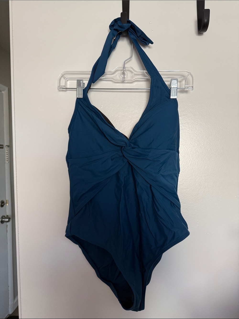 Teal Twist-Front Halter One-Piece Swimsuit